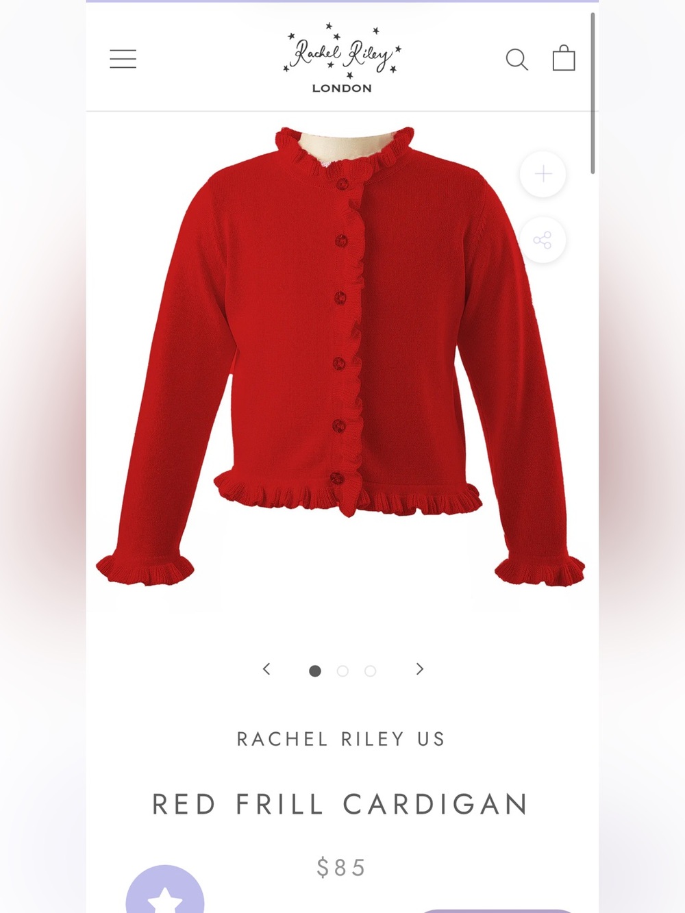 Rachel Riley Red Frill Cardigan - Picture 2 of 2